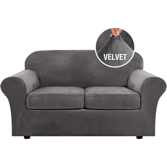 Housse de Canapé Moderne en Velours Peluche 4 Pcs à Haute Extensibilité, Protège-Meubles Ajusté, Housse de Canapé Épaisse de Luxe, Lavable à la Machine