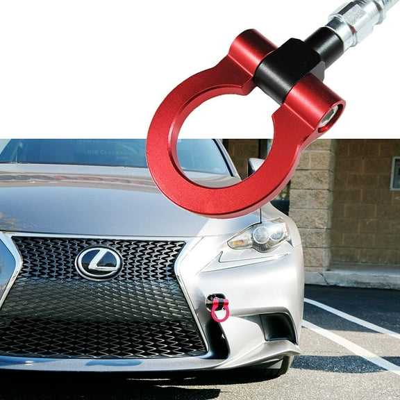 Xotic Tech SCREW-ON Sports Red Track Racing Style CNC Aluminum BUMPER Tow Hook For 2006-up Lexus IS, 2011-up CT, 2015-up RC