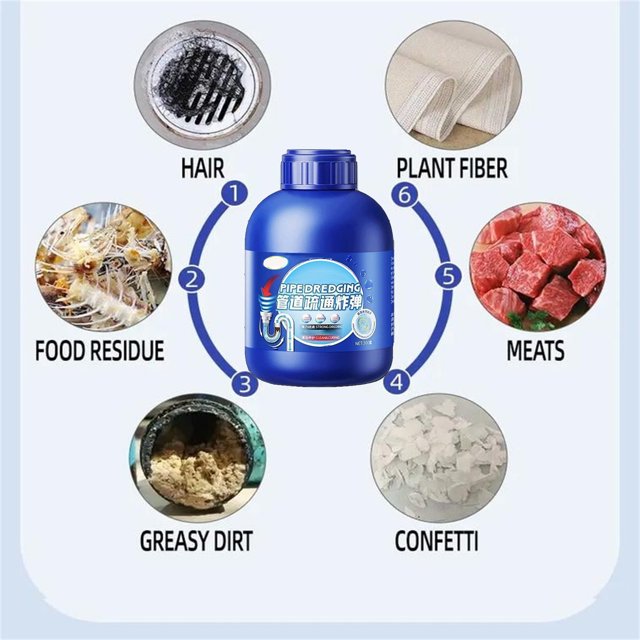 Shower Drain Cleaner 300G Strength Drains Cleaner Powerful Cleaning Solution for Efficient Drainage Kitchen Drain Cleaner