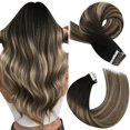thumbnail image 1 of Extensiones de pelo Moresoo Balayage con cinta adhesiva, de color negro a marrón, 40 cm, 1 of 8