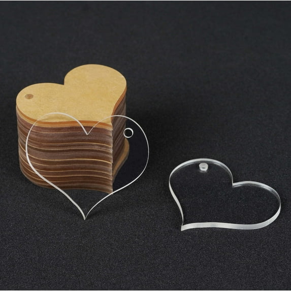 Traceease 1.5" inches Heart Shape With Hole Clear Acrylic Ornament Blank Transparent Keychain Pendantsfor DIY Crafts Projects - Pack of 25, 3mm Thickness - GH