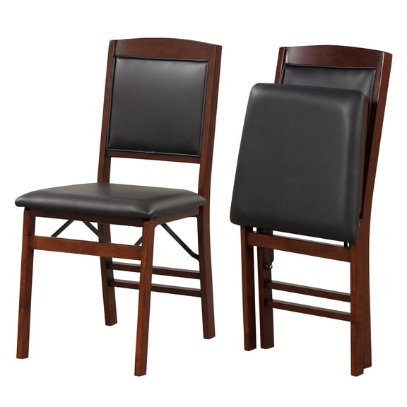 Costway 2 Pack Folding Dining Chairs Foldable Chairs with PVC Padded Seat & High Backrest
