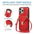 thumbnail image 2 of Dteck Case for iPhone 11 Pro 5.8-inch,Shockproof Rubber Silicone Bumper Hybrid PU Leather Card Holder Wallet Bag Pocket Back Protective Kickstand Cover with Cross Body Shoulder Strap,Red, 2 of 6