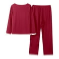 thumbnail image 5 of sususu 2 Piece Lounge Set Women,Sweat Set Women's Trousers Suit For Comfort Sleepwear Elegant Long Sleeve Top And Pants Set Cozy Loungewear Ideal Year Round Relaxation And Restful Nights - RD1, 5 of 5