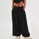 thumbnail image 4 of Pantalones Holgados Informales de Algodón para Mujer, de Pierna , con Costuras de Cordón y Bolsillos. Negro M, 4 of 7