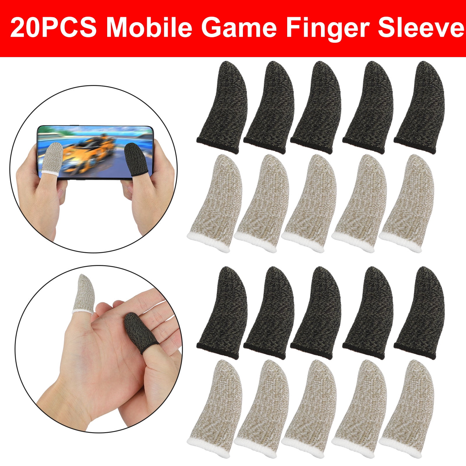 Whewer Mobile Game Controller Finger Sleeve Sets 4 Pcs Finger Sleeves for Gaming Anti-Sweat Full Touch Screen Sensitive Shoot Aim Joysticks Finger Set for PUBG/Knives Out/Rules of Survival