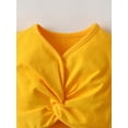 thumbnail image 2 of Toddler Girl Clothes Ruffle Short Sleeve Tops and Printed Shorts Outfits Set Yellow 6-7 Years, 2 of 6