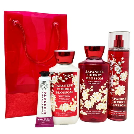 Bath & Body Works Japanese Cherry Blossom - Fine Fragrance Mist, Shower Gel, Body Lotion, Paraffin Hand Cream