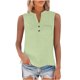 thumbnail image 5 of Camisas de Lino sin Mangas para Mujer con Botones, Cuello en V, Camiseta con Bolsillo, Casual, Holgada, de Color Sólido, Camiseta sin Mangas, 5 of 9