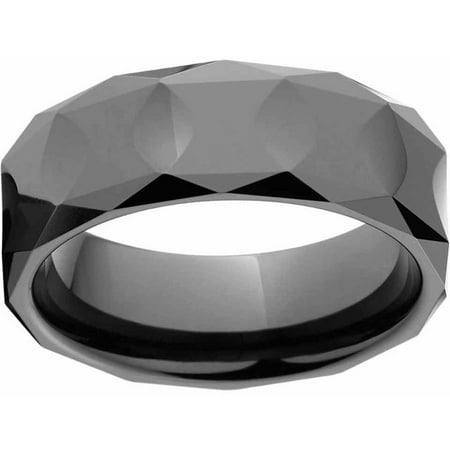 Polished Black Ceramic Wedding Band with Comfort Fit Design