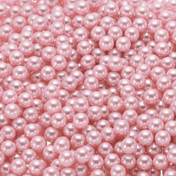 Uxcell 1000Pcs Faux Pearl for Crafting, 8mm No Hole ABS Round Pearls Beads for Cosmetic Boxes, DIY, Light Pink