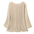 thumbnail image 5 of Womens Tops Cotton Linen Long Sleeve Shirt Casual Plain Spring Summer T-Shirts Oversized Loose Ladies Elegant Baggy Tunic Top, 5 of 7