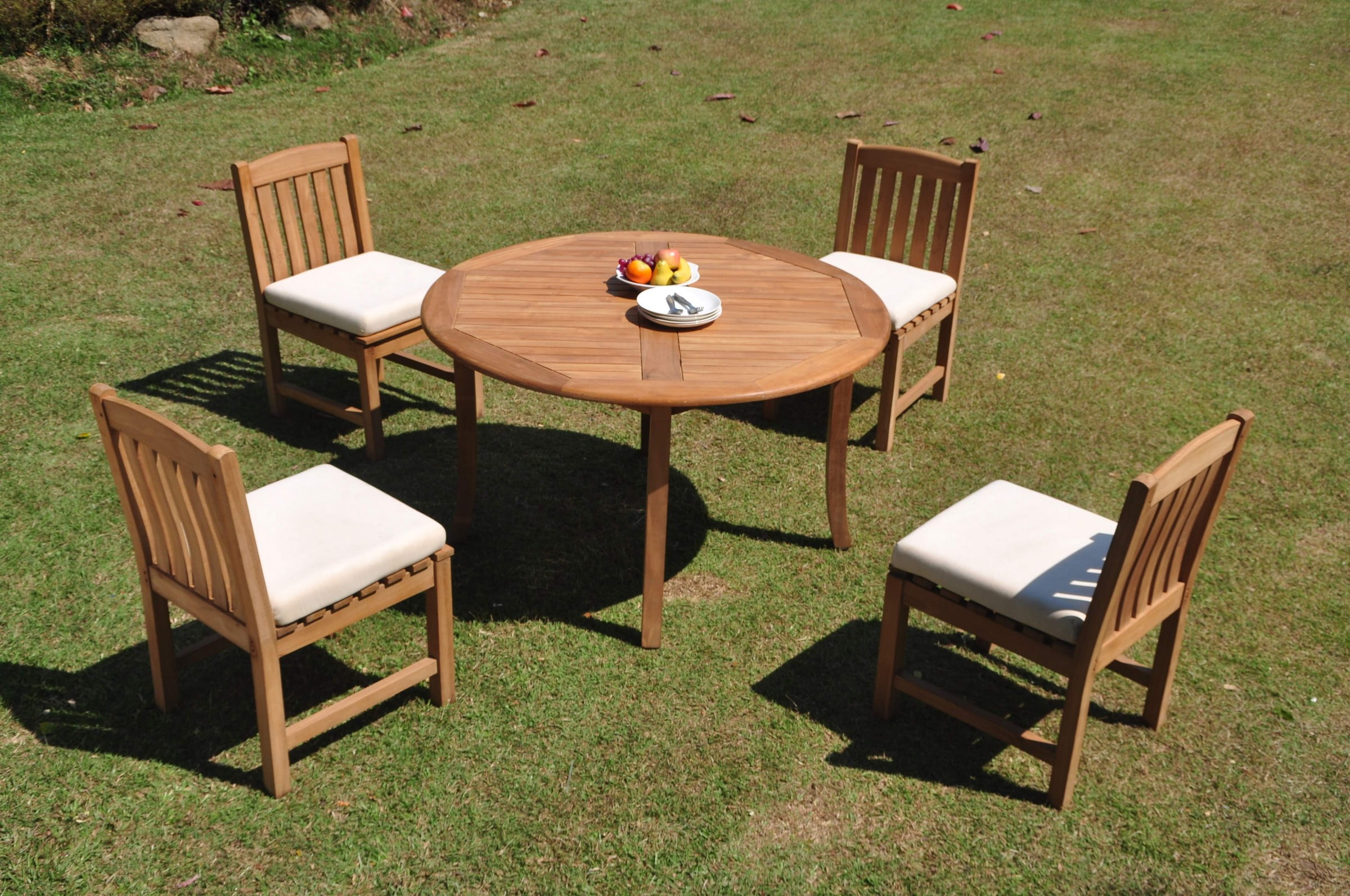 GradeA Teak Dining Set 4 Seater 5 Pc 52" Round Table And 4 Devon