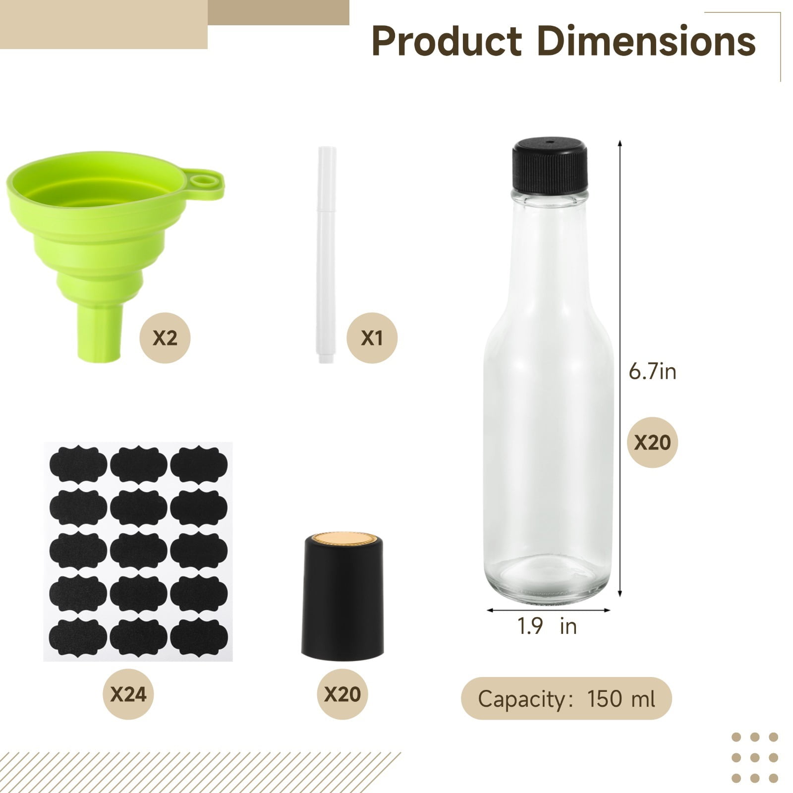 20 PCS 150 ml Travel Bottles, Leak Proof Flip Cap Empty Containers, Refillable Squeeze Bottles for Liquid, Lotion, Hot Sauce, TSA Carry On Compliance