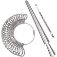 thumbnail image 1 of Kit profesional para medir anillos, 27 calibres de acero inoxidable, medición precisa, cómodo mandril de aluminio, cable flexible, cinturón de plástico, perfecto para joyeros y entusiastas, 1 of 8