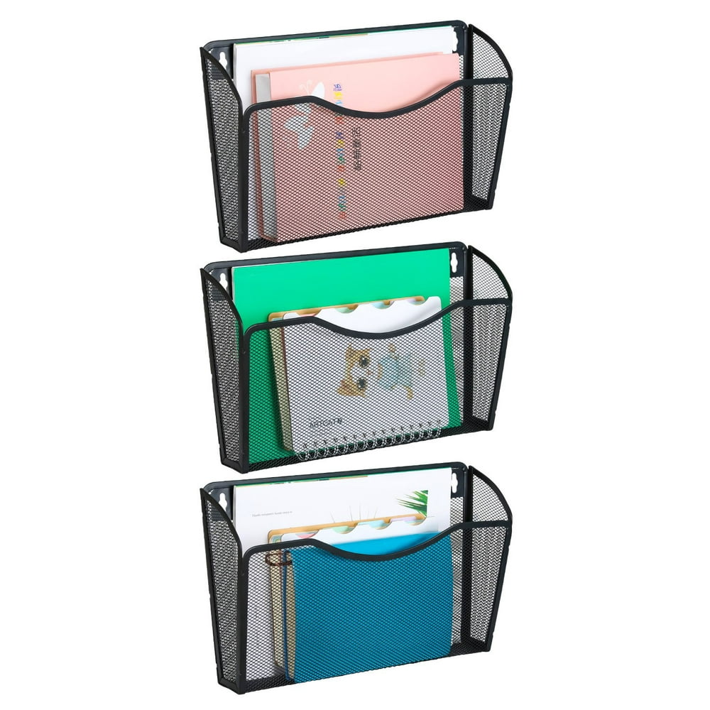 3 Pockets Wall Mounted File Holder Hanging Pocket Organizer for Office