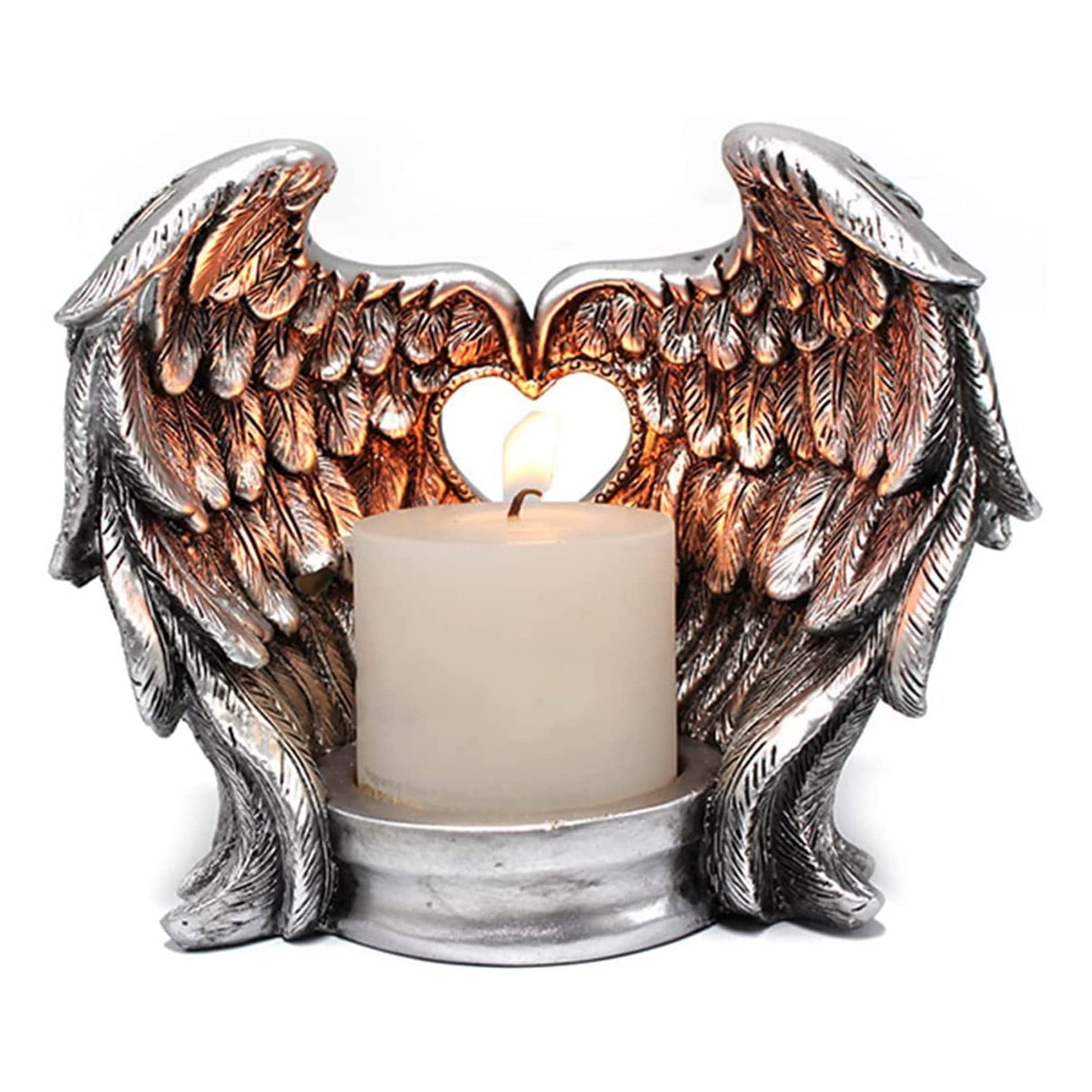 Angel Feather Wings Tea-light Candle Holder & Angel Wings Trinket Dish Memorial 