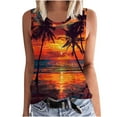 thumbnail image 2 of Sakmal Crew Neck Womens Tank Tops Orange Sleeveless Trendy Graphic Breathable Lightweight Sleeveless Shirts Casual, 2 of 5