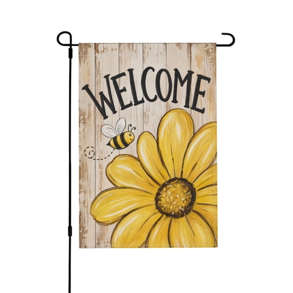 Welcome Sunflower Bee Garden Flag Outdoor Decor Rustic Floral Design 12X18