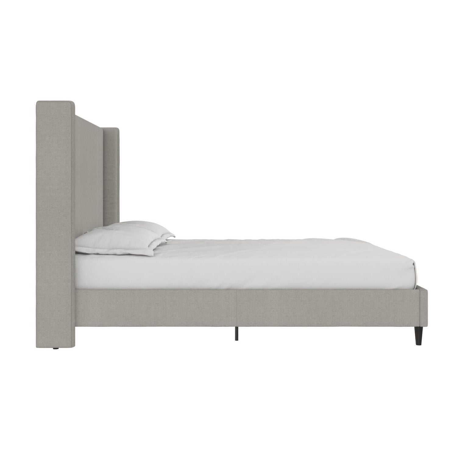 DHP Eveline Upholstered Platform Bed Frame with High Wingback Headboard, Queen, Textured Gray Canvas