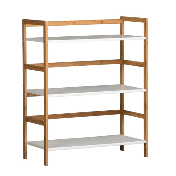 Eccostyle 3-Tier Bamboo Frame Stackable Bookshelf - White