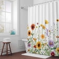 thumbnail image 5 of Flower Leaf Fabric Shower Curtain Watercolor Sunflower Washable Shower Curtains for Bathroom, Waterproof Bath Curtain with Hooks Home Decor 72x84in, 5 of 8