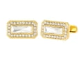 thumbnail image 1 of Gemelos de cristal cuadrado dorado para hombre con circonita transparente, 1 of 3