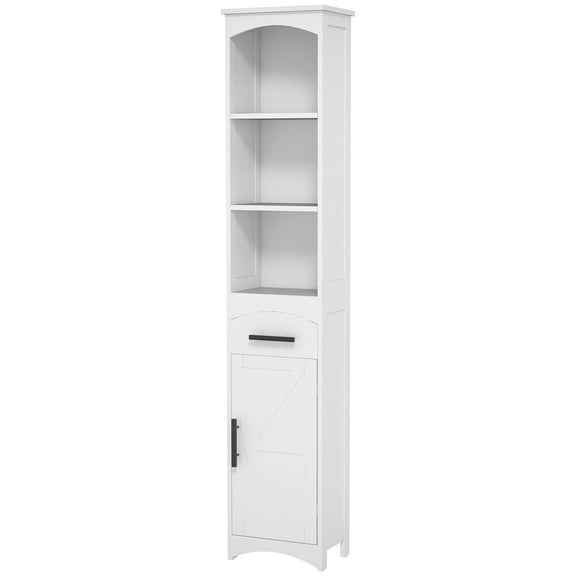 Resenkos Bathroom Cabinet, Narrow Storage Unit, Floor Cabinet for Bathroom, Living Room, Entryway, White