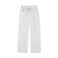 thumbnail image 6 of Scyoekwg Women's Casual Pants Ladies Sweatpants Comfy Cotton Linen Drawstring Elastic Waist Straight Leg Pants With Side Pockets Casual Loose Solid Color Trousers White,S, 6 of 6