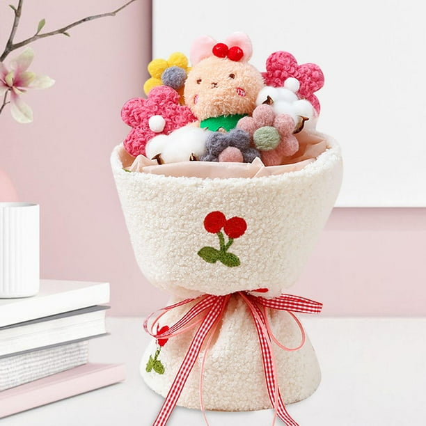 Ramo de muñecos de animales de dibujos animados para el día de San Valentín, muñeco de peluche con flores de juguete de peluche bonito BLESIY Ramo de muñecos de peluche