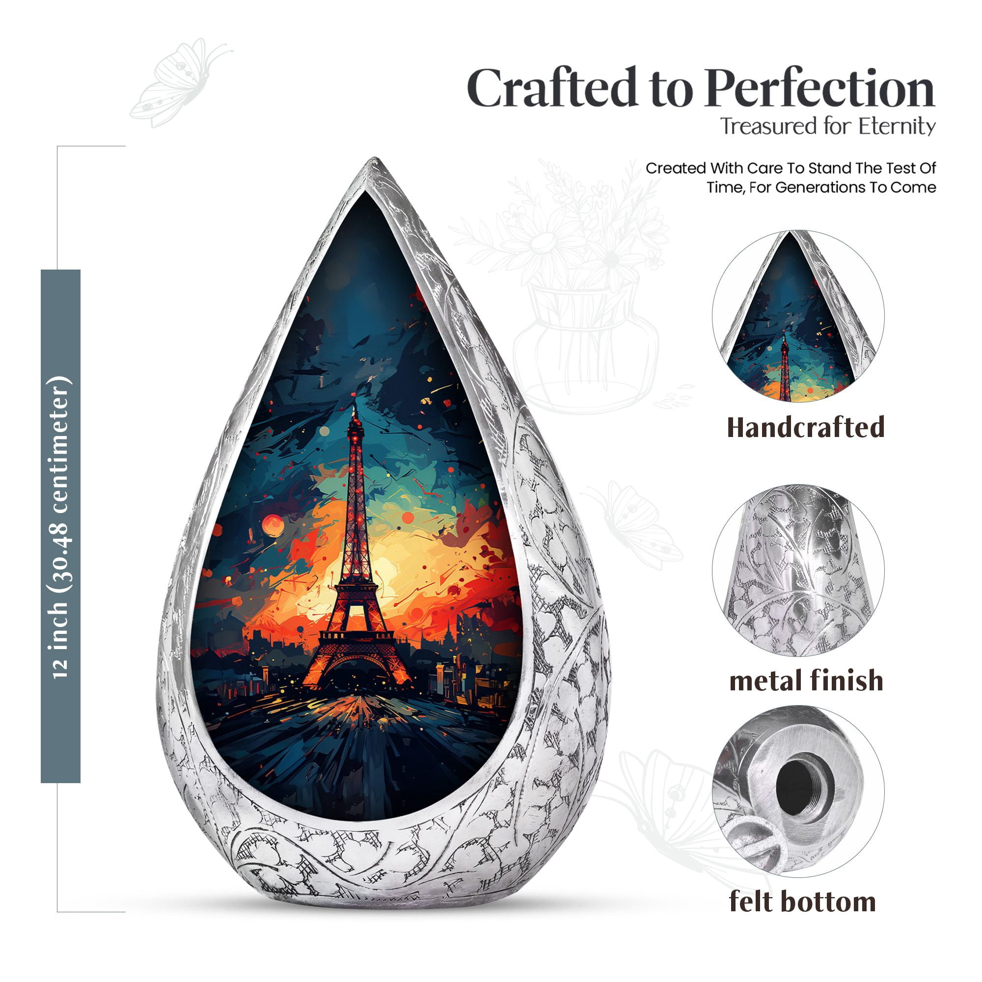 JAGSHASHI Eiffel Tower - Large Urn For Ashes Burial - Human Urn - Decorative Urns For Human Ashes - Urns For Ashes Burial - Urns For Human Ashes - Memorial Urns - 10 Inch - Large