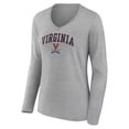 thumbnail image 2 of Women's Gray Virginia Cavaliers Campus Long Sleeve V-Neck T-Shirt, 2 of 3
