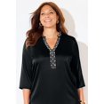 thumbnail image 2 of Catherines Women's Plus Size Embellished-Neck Satin Tunic, 2 of 6