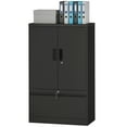 thumbnail image 1 of CoSoTower Lateral Filing Cabinet, Metal Storage Cabinet, Garage Cabinet with Double Locks, Adjustable Shelf and File Drawer, Black, 1 of 5