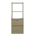 thumbnail image 4 of Tcbosik 41" Tall Nightstand with Charging Station and USB Night Light, Modern Side Table with Open Shelves and 2 Lockable Storage Drawers for Bedroom, Living Room, Wood Color, 4 of 9