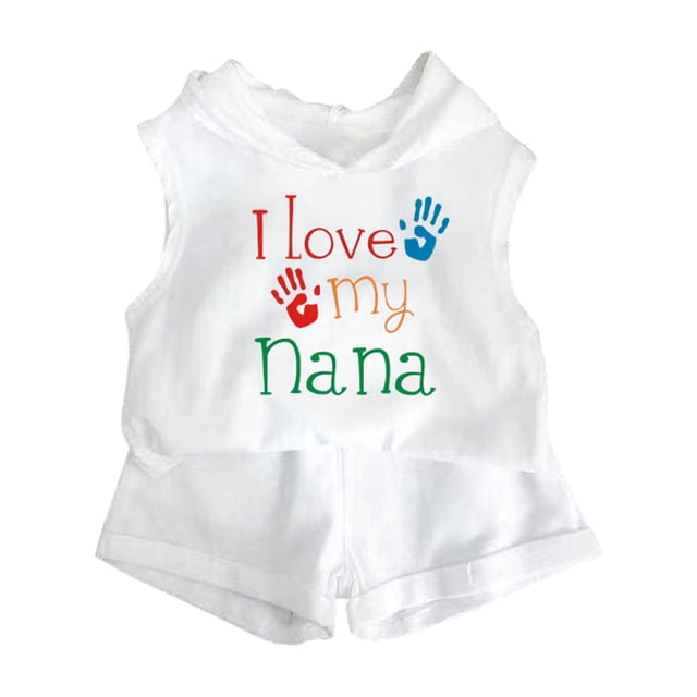Odeerbi 2-8 Años Niñas Trajes de Verano Camisetas Con Capucha de Algodón Pantalones Cortos de Dos-Conjunto de Dos Piezas Camiseta Sin Mangas Estampada Pantalón Corto Con Cintura Elástica