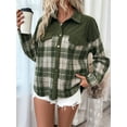 thumbnail image 2 of Women'S Flannel Plaid Shirt Long Sleeve Casual Fall Tops Green M, 2 of 8
