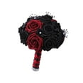 thumbnail image 4 of Flores artificiales de rosas con hojas negras, púas florales, regalo coleccionable, ramo de flores góticas para el hogar, fiesta temática, decoración Rojo oscuro, 4 of 8
