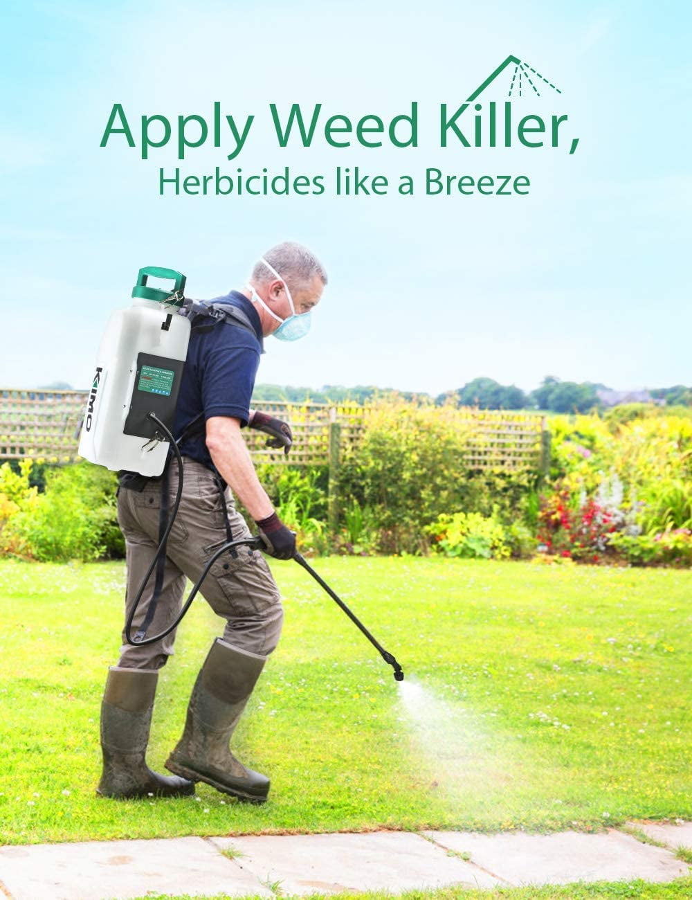 Buy KIMO 3Gallon Pump Sprayer, Cordless Electric Garden Sprayer, W/ 2