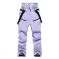 thumbnail image 3 of CQONEPT Womens Snow Ski Pants Windproof Waterproof Insulated Bib Overall Warm Snowboarding Padded Pant with Zip Pockets Purple L, 3 of 5