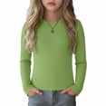 thumbnail image 6 of Bovxnpu Girls Long Sleeve T Shirts Pullover Undershirts Ribbed Cuffed Long Sleeve Crew Neck Older Kids Undershirt Tees, 6 of 8