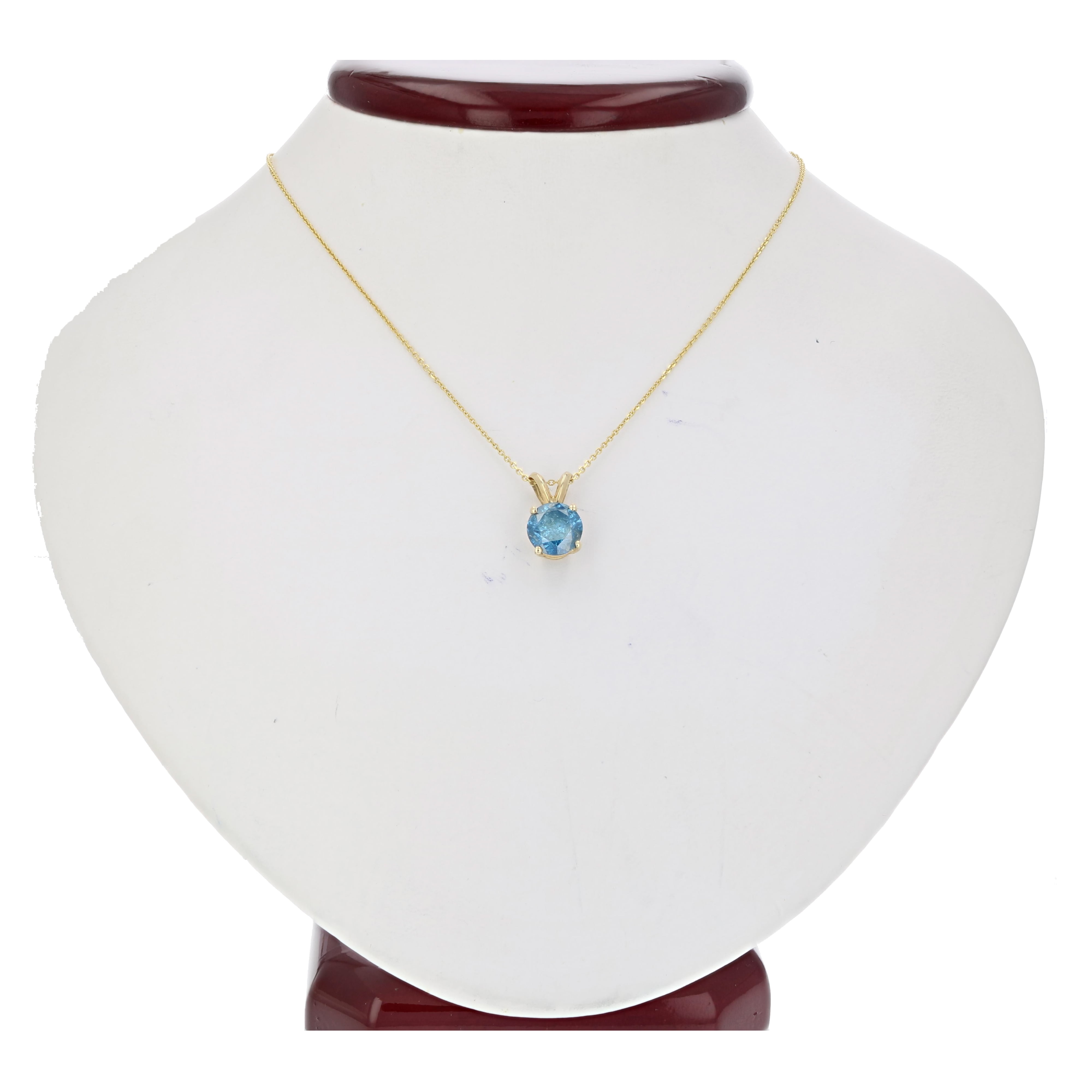 Vir Jewels 1 CTTW Blue Diamond Solitaire Pendant Necklace for Women in 14K Yellow Gold Round