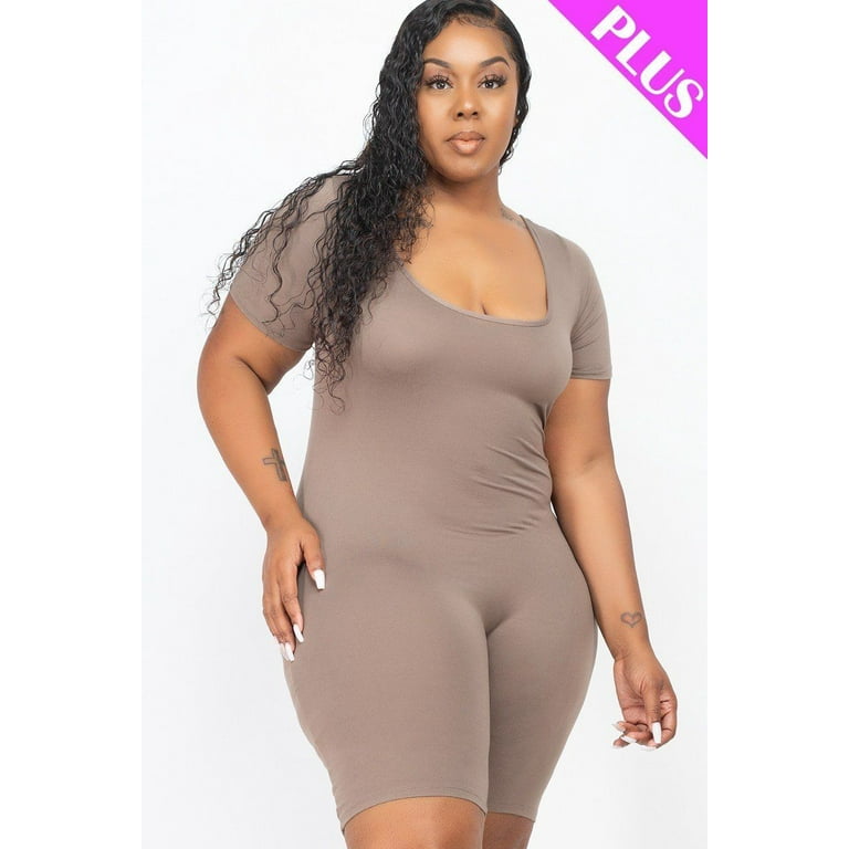 Plus Size Short Sleeve Bodycon Romper 2XL - Walmart.com