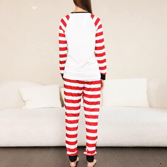 Conjunto de pijama navideño Nikou ropa de dormir a rayas rojas y blancas manga larga