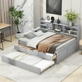 thumbnail image 3 of Euroco Wood Full Size Daybed with Trundle and Drawers, Wood Captain Platform Bed for Kids Teens, Light Gray, 3 of 14