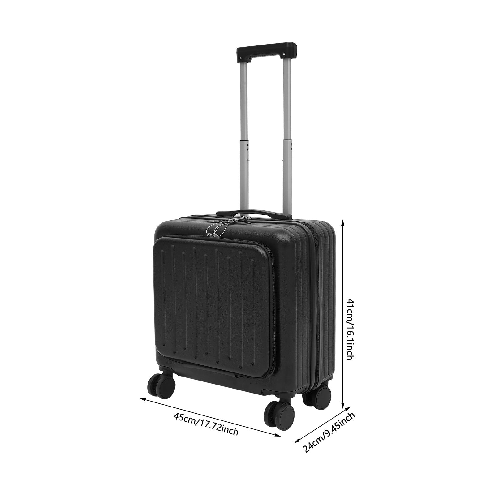 18in Carry on Luggage Hard Shell Suitcases with Laptop Compartment, Rolling Luggage with Access to Central Compartment Hardshell (Black)