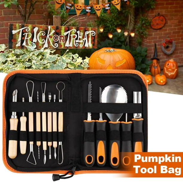Accessoires DIY Halloween Kit Sculpture Citrouille Halloween Haushof - 5 Outils Professionnels + Modèles Kit Halloween