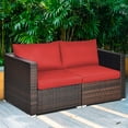 thumbnail image 3 of Costway 4PCS Patio Rattan Corner Sofa Sectional Furniture Set Red Cushion, 3 of 10