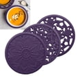 thumbnail image 4 of Paquete de 3 almohadillas redondas con aislamiento térmico para vajilla, Púrpura Sunnimix Mantel individual de silicona, 4 of 8