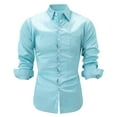 thumbnail image 1 of Ceisia Men's Solid Satin Long Sleeve Dress Shirt with Chest Pocket for Business & Casual Wear Mint Green XL Gifts, 1 of 5